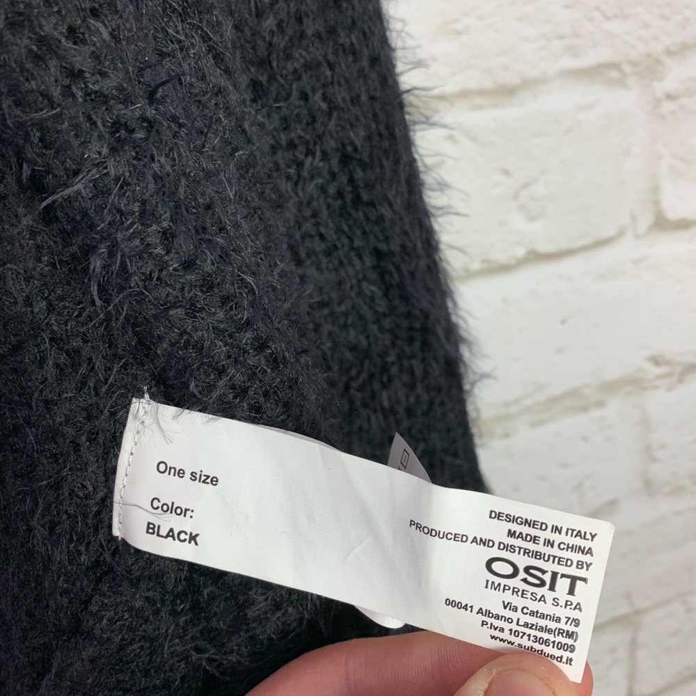 Subdued Black Fuzzy Comfy Open Front Cardigan Os - image 4